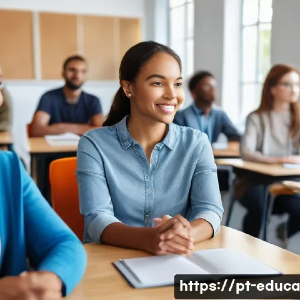 효과적인 관계기술 교육을 위한 강사 팁 - A diverse group of adult learners in a modern classroom setting, attentively engaged in a training s...