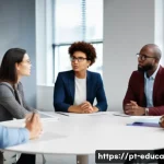 Home 21 관계기술 교육의 실제 적용 사례 - A diverse group of professional adults engaged in an active listening workshop in a modern office se...